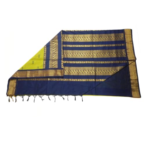 Image of Pure Kalyani Cotton Saree | Zari Border & Blouse Piece - Lata Gadwal Design | Traditional Saree