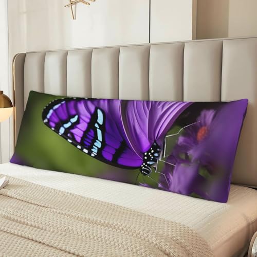Taie d'oreiller longue papillon violet | Housse de coussin de corps esthétique - 7
