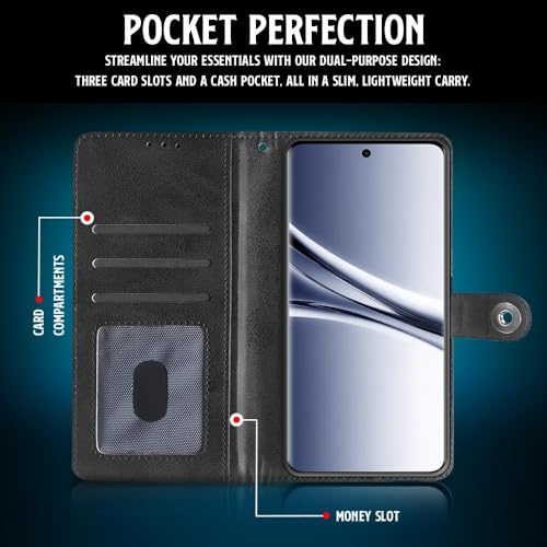 Image of WOW IMAGINE Shock Proof Flip Cover Back Case for Mi Redmi Note 15 5G 2025 | Poco M8 5G (Magnetic Button Flip Case | Wallet Pockets & Stand | Leather Finish | Oxford Blue)
