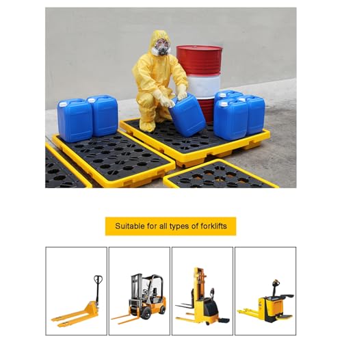 Palette empilable de rétention des déversements, Plateforme étanche avec Orifice de Drainage pour la sécurité Industrielle, Le Stockage de Produits Chimiques et la Protection de l'