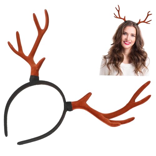 Toyvian Christmas Deer Antlers Headband Women, Christmas Reindeer Antlers Hair Accessory Creative Reindeer Headpiece for Holiday Parties
