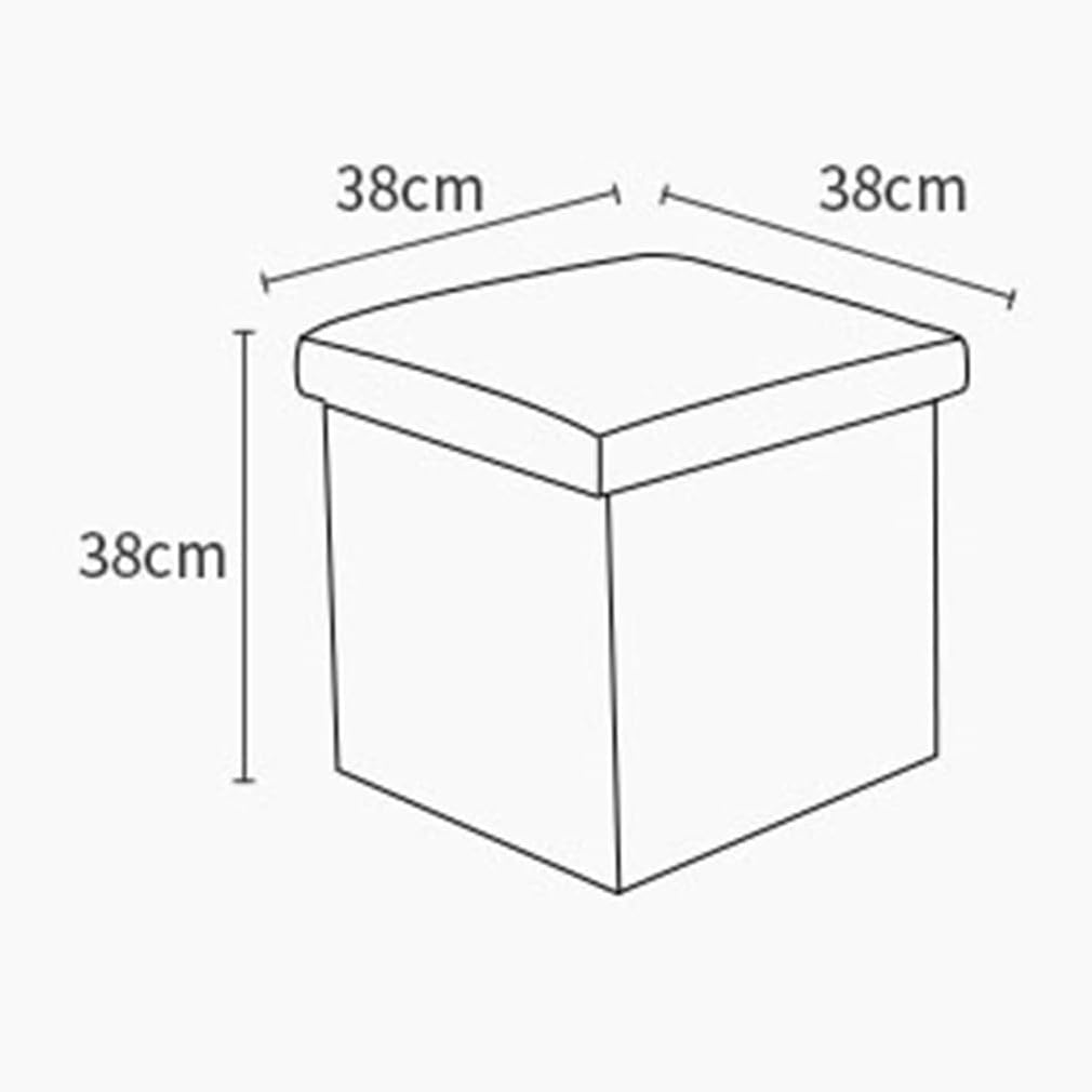 Linen Fabric Storage Stool Storage Daily Necessities Folding Fabric Storage Box Square Small Stool(Gray)