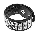 HEALEEP Pulsera Punk para Hombre y Mujer, Brazalete de Cuero Sintético Tachuelas, Diseño Vintage Ajustable de Doble Hebilla, Accesorio Gótico Unisex para Halloween y Rock