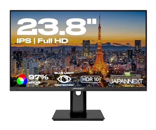 JapanNext Monitor PC | 23,8" | Full HD | Pannello IPS | Inclinazione regolabile | ModalitĂ Ritratto | Filtro luce blu | G-Sync/FreeSync | JN-IPS2382FHDR-HSP