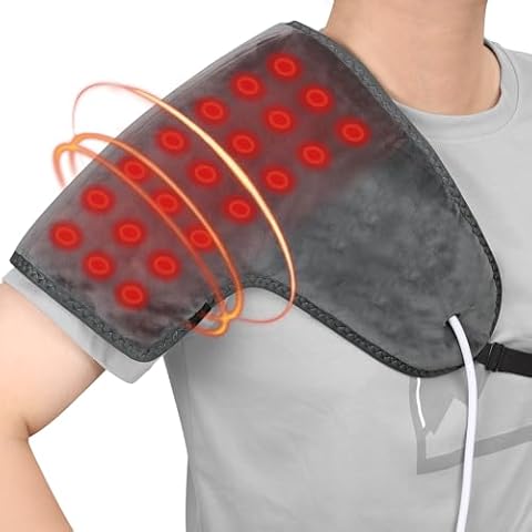 H&B Infrared Shoulder Heating Pads, Far Infrared Heating Pad Heated Shoulder Wrap for Rotator Cuff Pain Relief, Jade Heating Pad with Auto Shut Off, Smart Controller, Memory Function - Ideal Gift Cover