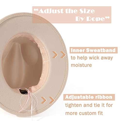 Image of Lisianthus Men & Women Vintage Wide Brim Fedora Hat | Classic Belt Buckle Decor, Adjustable Drawstring, Inner Breathable Sweatband, Timeless Style, Ideal for Travel & Daily