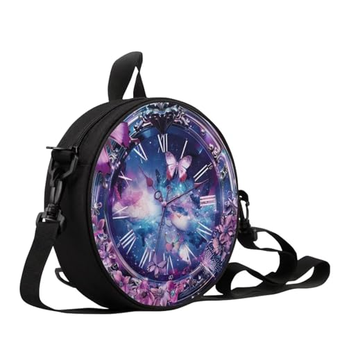 Image of Women Novelty Round Clock Shape Zippered Clock Purses for Women Tote Handbag Shoulder Bag, Gift for Mom Girlfriend