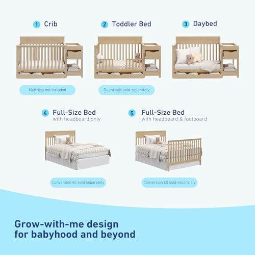 Image of Graco Shiloh 5-in-1 Convertible Crib & Changer with Drawer - GREENGUARD Gold Certified Baby Crib Crafted from Wood, Converts to Toddler Bed, Daybed, and Full-Size Bed (Driftwood)