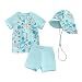 YAGATA Kinder Jungen Badeanzug Bademode Jungen Uv-Schutz Bade-Set Dinosaurier Badeshorts Badebekleidung Hellblauer Haier 18-24 Monate