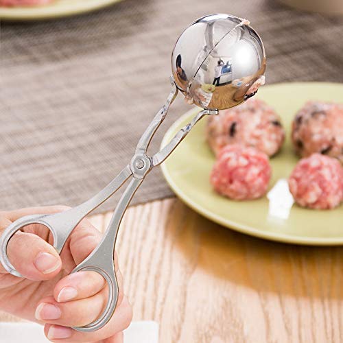 KPS Stainless Steel Meat Ball Maker, Cake Pop Maker, Melon Baller Meatball Maker Non Stick Spoon New Steel Meat Balls Fish Rice Ball, Cookie Dough Scoop for Kitchen (Silver) 1