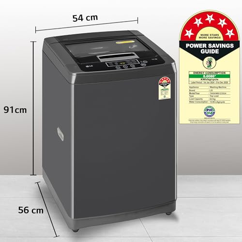 Image of LG 8 Kg 5 Star Smart Inverter Fully-Automatic Top Load Washing Machine (T80SKMB1Z, Middle Black, TurboDrum | Punch + 3)