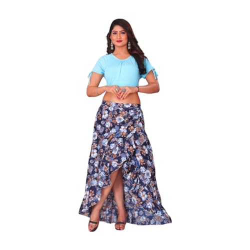 Image of JYESHTA Women's American Crepe Flared A Line Stitched Long Skirt with 12 Mtr Flare 40 in Height | Skirts for Women Long Length | Long Skirts for Girls