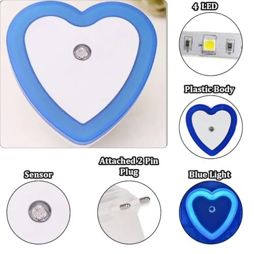 Image of fizzytech Smart Motion Sensor LED Light Bulb with Automatic On /Off and Dimmable Blue Glow, Energy Efficient 7W LED Bulb for Home, Stairs, Kitchen, Bathroom, Wardrobe Lighting(Heart Blue Pack-2)
