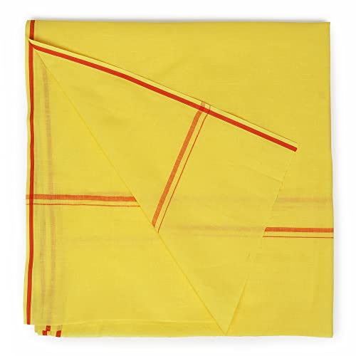Image of Cotton Skin Friendly Summer Shrink Proof Bath Towel Pure Cotton Gamcha Soft 100% for Men and Boys All Purpose Living Handloom (Yellow| Pack 03)