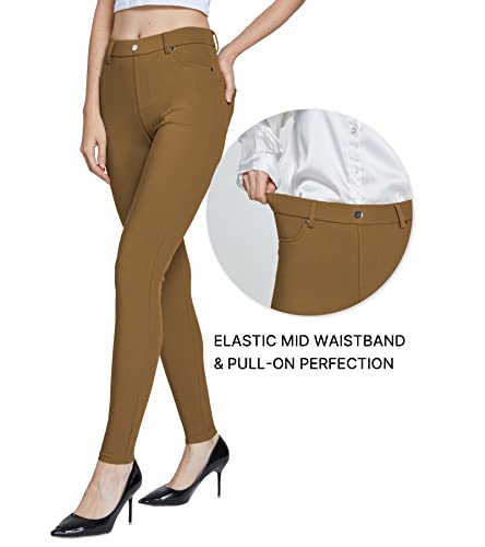 Amoy Women's Dress Jeggings Skinny Pants Stretchy Work Trousers Business Casual Leggings with Pockets Office3