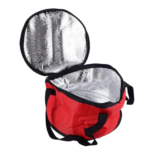 Bolsa Aislante Redonda, 11X7 Pulgadas, Portador De Cacerola Térmica, Bolsa Enfriadora De Almuerzo Con Aislamiento Reutilizable, Enfriador Plegable Para Alimentos Fríos Y Calientes Para Picnics(Rojo)