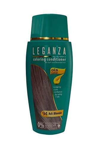 Leganza, tinte Bálsamo para cabello sin ammoniaque, color rubio ceniza N94, 7 aceites naturales.