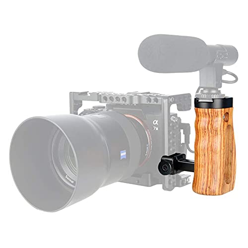 Image of NICEYRIG NATO Quick Release Wooden Handle, Universal Side Grip with Mounting Holes Cold Shoe - 268