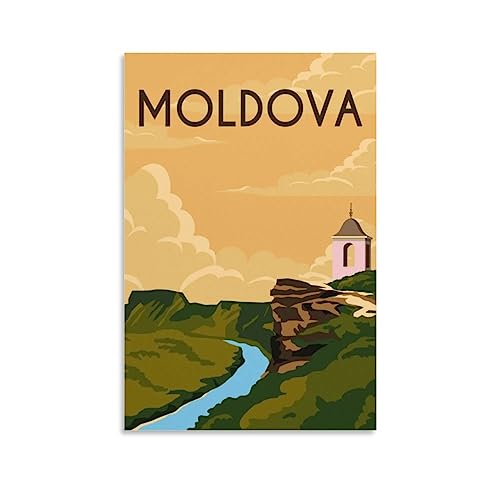 Poster de voyage vintage de Moldavie - 40 x 60 cm - Décoration murale moderne pour chambre à coucher