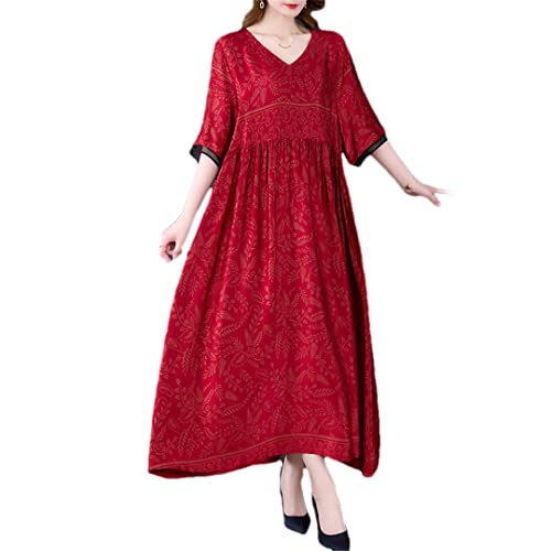 Robe midi bohème vintage rouge pour vos sorties estivales et terrasses