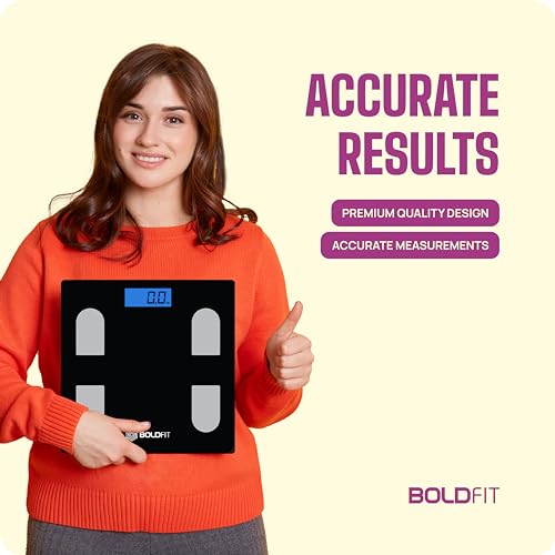 Boldfit Weight Machine for Body Weight Machine Digital Bathroom Scale for Human Body Weight Measurement Extra Thick Weighing Scale with LCD Display 36Months Warranty, Black,Max... - Image 5