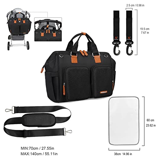 Pomelo Best Diaper Bag Tote Nappy Changing Bags For Boys Girls Multifunction Waterproof Travel Diaper Bag With Changing Mat & Stroller Straps, Unisex And Stylish #TOP4