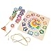 Produktbild Holzform Farbsortierung Uhr DIY Bunte Holz Perlen Spielzeug Set Perlen String Nette Uhr Form Pädagogisches Spielzeug für Kinder(A)