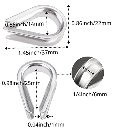 4Pcs 1/2" Wire Rope Chain Thimble For Boat Rigging Anchor Boat Terminating Splicing 316 Stainless #TOP1