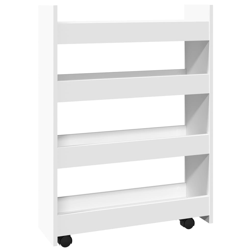 vidaXL Carrito de almacenaje Estrecho de 4 Niveles de Madera de ingeniería Blanca