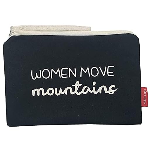 Hello-Bags. Necessaire/pochette. Esterno: 100% cotone. Con cerniera interna e fodera. Include una bella busta regalo kraft. Modello "WOMENMOVE". Colore: Écru/Nero. Misure: 23x15,5 cm.