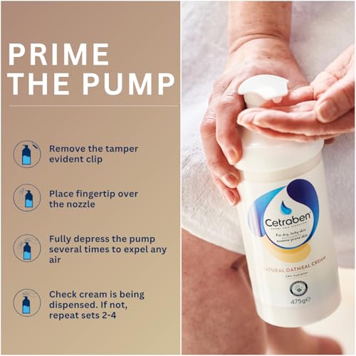 Cetraben Natural Oatmeal Cream, For Dry, Sensitive & Eczema-Prone Skin, Provides 24 Hour Hydration, Soothing, Lightweight and Quick Drying, For Daily use on the Body and Face, 1 x 475g - 5