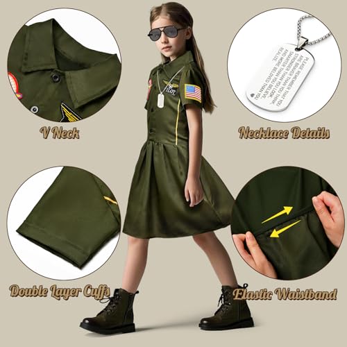 Disfraz de piloto militar para niñas talla M (7-8 años) miniatura 3