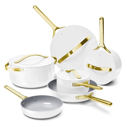 Caraway Deluxe Nonstick Ceramic Cookware Set (16 Piece) Pots, Fry...