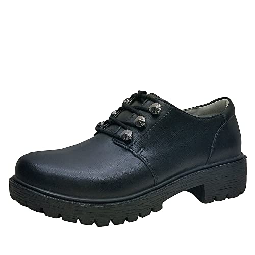 Alegria Women's Resa Platform Lug Loafer Shoes Black 8-8.5 M US
