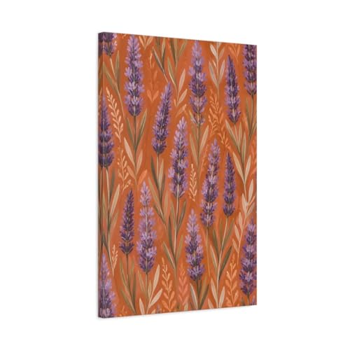 Tableau salon lavande et orange : toile florale grand format