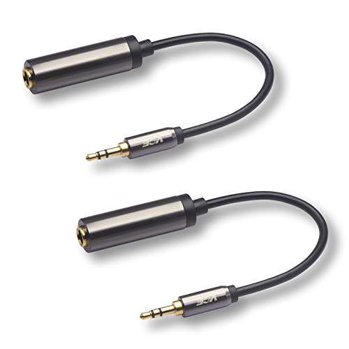 VCE 2-Pack Gold Plated 3.5mm 1/8 inch Male to 6.35mm 1/4 inch Female Audio Jack Adapter-8inch