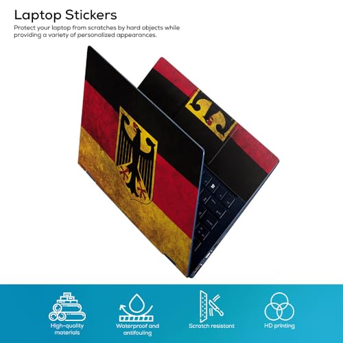 Image of Galaxsia Grunge Germany Flag Top+Wrist Pad Vinyl Laptop Skin /Sticker /Cover Upto 15.6 Inches Laptops Laminated-Removable-HD Quality Compatible for Hp-Dell-Sony-Lenovo-Asus etc.(15x10 Inches)