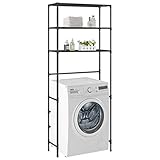 Irfora Waschmaschinen-Regal WC-Regal mit 3 Ablagen Überbauregal Waschmaschine Badregal Waschmaschinenschrank Waschmaschine Bad Schrank Schwarz 69×28×169 cm