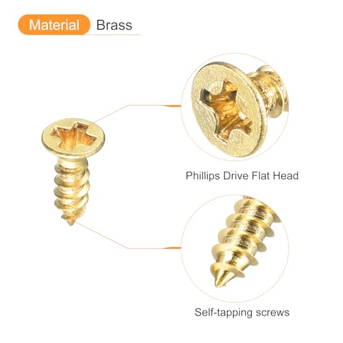 uxcell 60Pcs Tornillos de Latón para Madera, M2 x 6mm, Cabeza Plana Phillips, Tornillo Autorroscante para Madera para Bisagras de Puertas, Muebles de Madera y Electrodomésticos miniatura 4