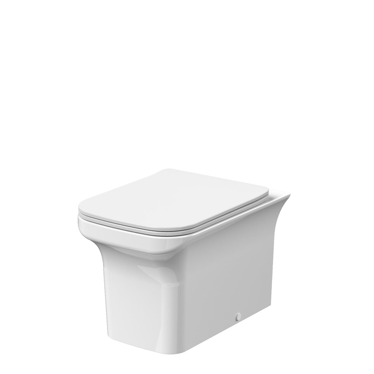 Nuie Ava Square Back To Wall Pan & Soft Close Seat - White - Vitreous China - H:470mm W:370mm D:550mm