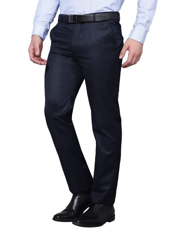 Image of Cantabil Men Navy Blue Regular Fit Formal Trouser (P MTRF00070 Navy)