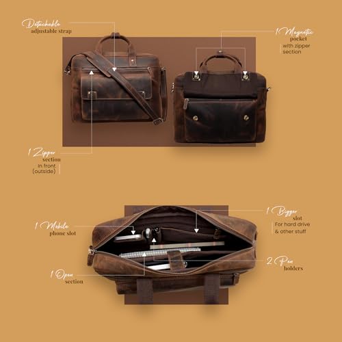 16" Leather Messenger Bag for Men Vintage Leather Laptop Bag Computer Satchel2