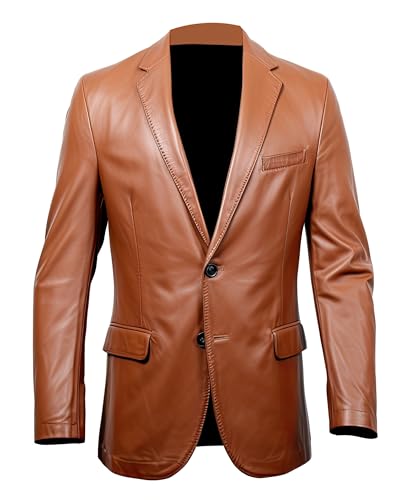 Brown Leather Blazer - 100% Real Lambskin - Winter Fashion Leather Jacket.
