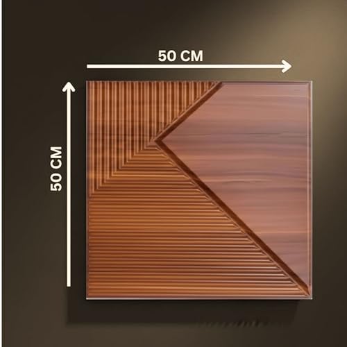 Image of Kayra Decor 3D PVC Wall Panels for Bedroom & Living Room | Fluted 1 Design | Wooden Color | 19.7 x 19.7 Inch | Pack of 18 | 48.42 Sq Ft
