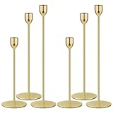 Ohtomber Gold Taper Candle Holder - 6PCS Candlestick Holders, Candlesticks Centerpiece Wedding Table Decor, Fit Pillar 3/4' Thick Tapered & Led Candles