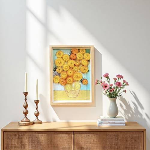 Cuadro decorativo Van Gogh girasol en marco de madera miniatura 4