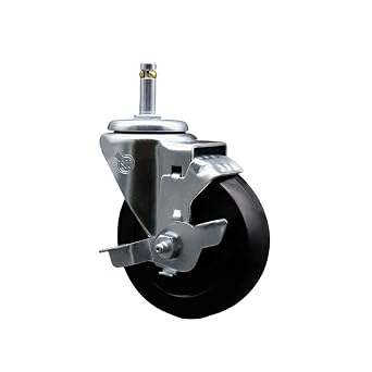 190269611 Assure Parts 4 Inch Swivel Grip Ring Stem Caster with Brake Fits Vollrath Models 79001 79002 79018 79301 79302 79818 - Light Duty Replacement Soft Rubber Wheel - Service Caster Brand