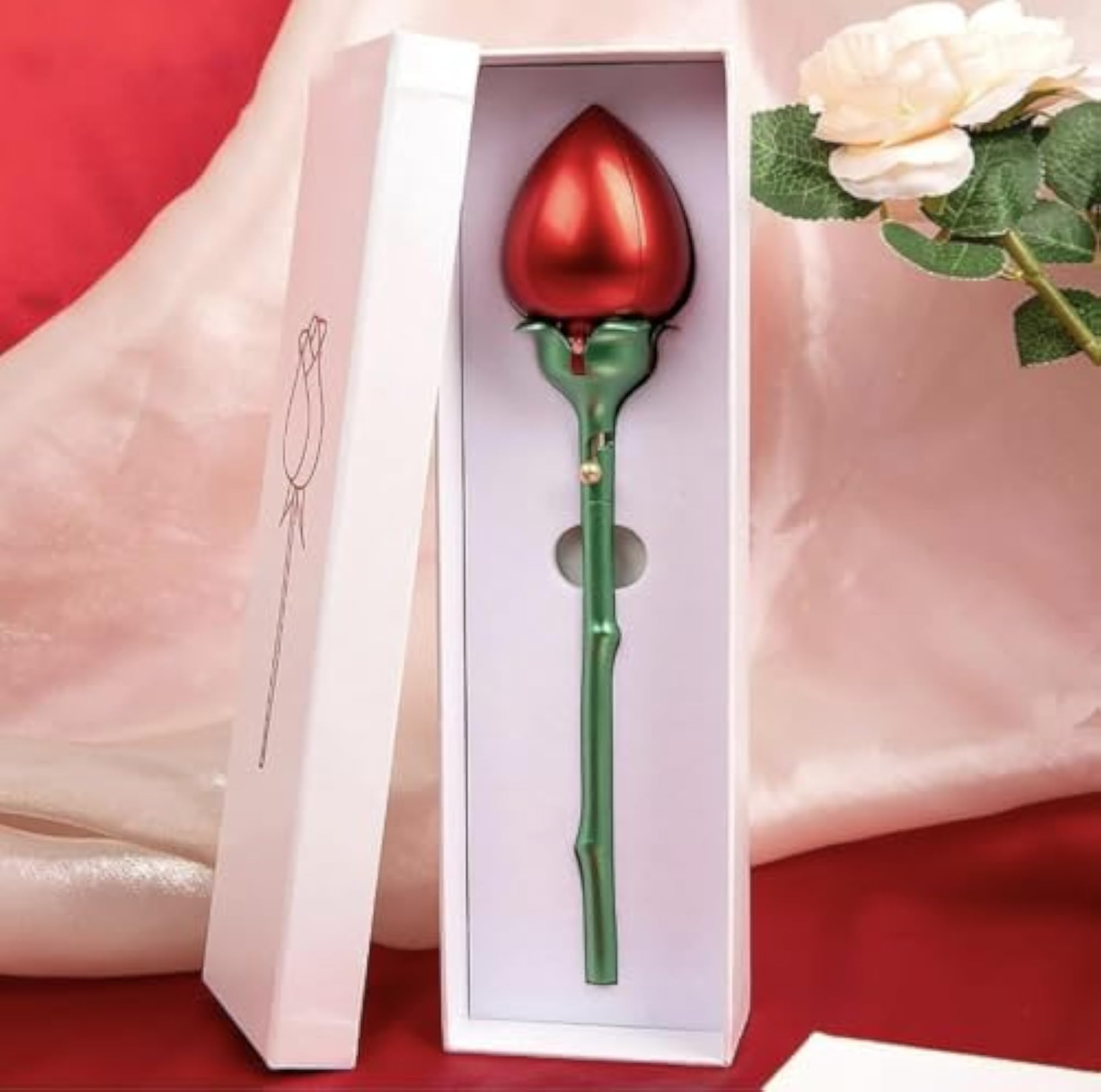 Red Flower Design Ring Gift Box with Gift Bag