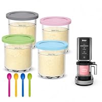 Creami Pints and Lids for Ninja - 4 pack Creamy Ice cream Containers Cups Jars Tubs Canisters Set Compatible with NC301 NC300 NC299AMZ CN305A Series - BPA Free, Food grade & Dishwasher Safe
