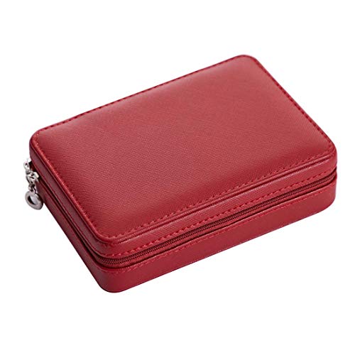 TKING Medium Size Travel Jewellery Box Organiser with Zipper - PU Leather Jewelry Storage Case Gift Box for Women and Girls’ Rings Earrings Necklace Bracelets Cover